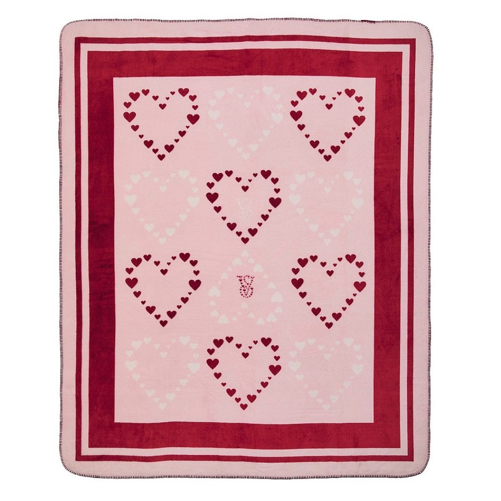 Victoria Secret Heart Cozy Fleece Throw Blanket